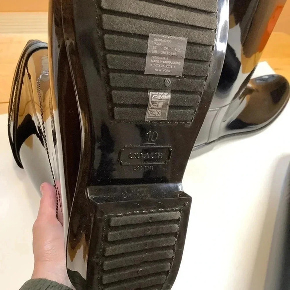 COACH Authentic Black Knee High Rainboots Size 10 - Picture 12 of 14